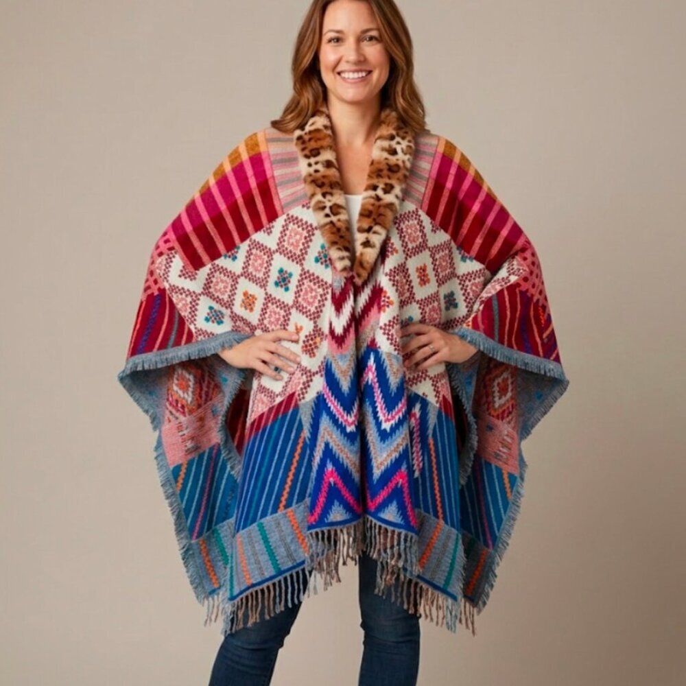 Aratta Silent Journey Poncho One Suze Southwestern - Picture 1 of 9